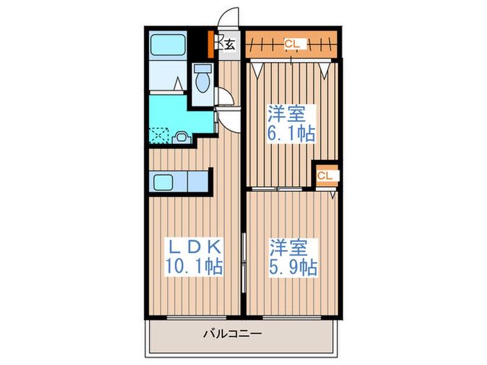 シャルル壱番館(2LDK/3階)の間取り写真