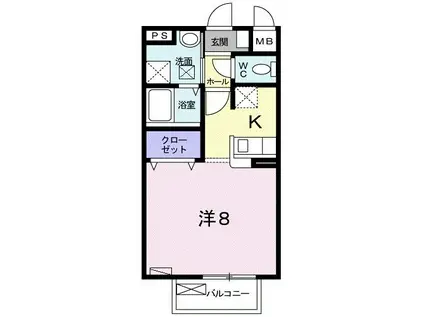 ロハス新大宮(1K/2階)の間取り写真