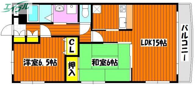 カサブランカ奥田(2LDK/1階)の間取り写真