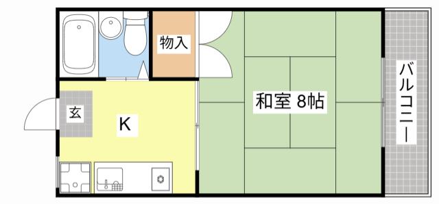 八日市ハイツ6(1K/2階)の間取り写真