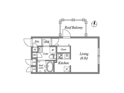 QUADOR中野(ワンルーム/4階)の間取り写真