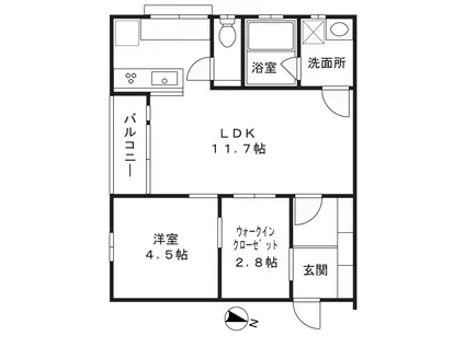 白鳩ヴィラB(1SLDK/3階)の間取り写真