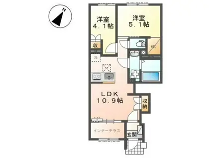 仮中央区上溝アパート(2LDK/1階)の間取り写真