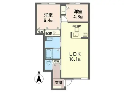 レクレドール・アベイユ(2LDK/1階)の間取り写真