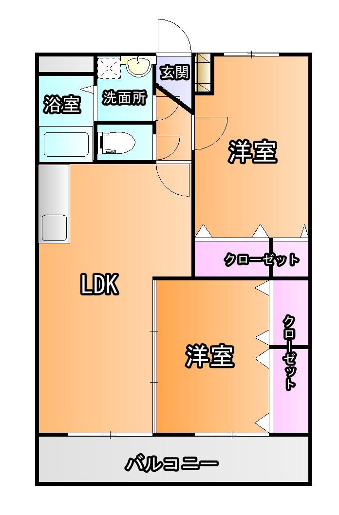 グローリィ(2LDK/1階)の間取り写真