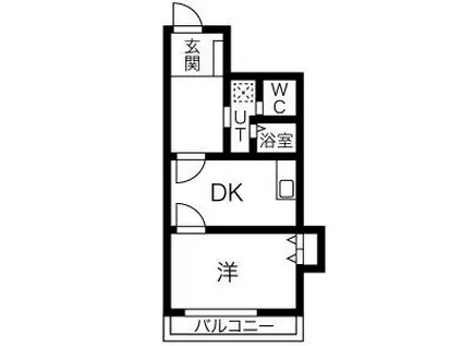 Kスクエアサウス(1DK/3階)の間取り写真