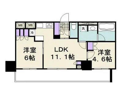 パークアクシス東陽町・親水公園(2LDK/7階)の間取り写真