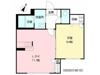 ハーティストK B棟(1LDK/1階)の間取り写真