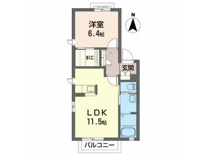 ラ・ヴューテ(1LDK/1階)の間取り写真