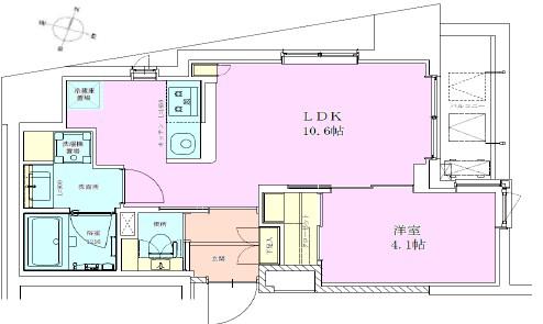 恵比寿レジデンス参番館(1LDK/6階)の間取り写真