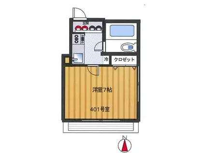 米里マンション(1K/4階)の間取り写真