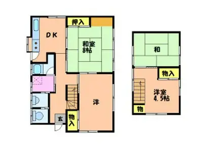 玉島乙島戸建(4DK/1階)の間取り写真