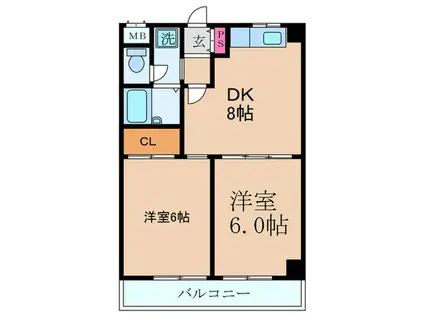 みつもとアレー(2DK/4階)の間取り写真