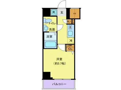 クレヴィスタ大井町(1K/1階)の間取り写真