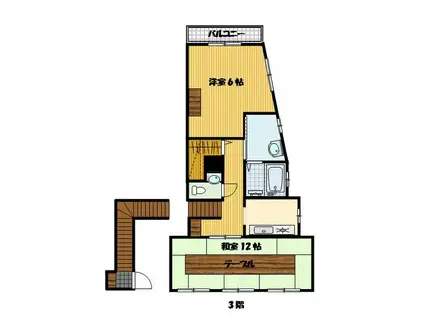 田川ビル(2K/3階)の間取り写真