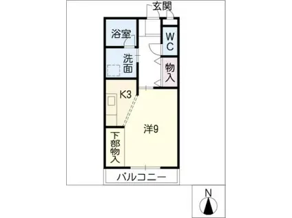 めぞん我楽庵II(1K/2階)の間取り写真