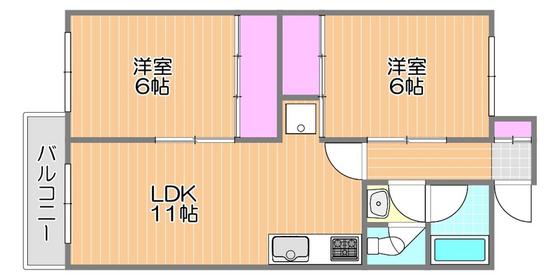 ラ・メゾン・セリーヌ(2LDK/1階)の間取り写真