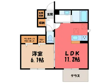 カスタリアIII(1LDK/1階)の間取り写真