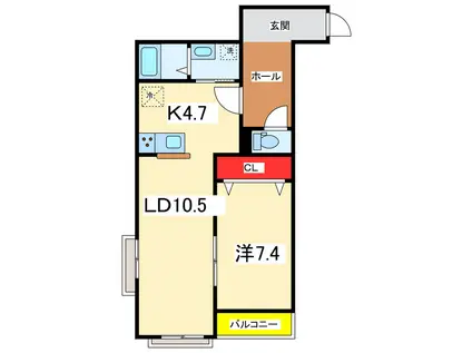 GRACE(1LDK/3階)の間取り写真