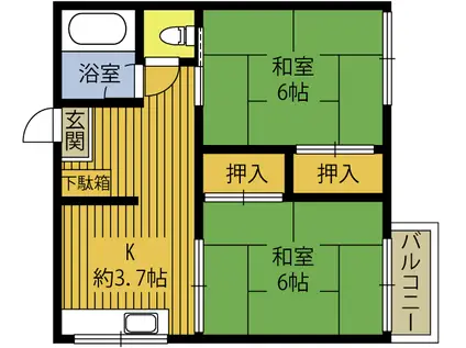 サンハイツ由布(2DK/2階)の間取り写真