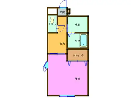 ラヴィエール(1K/1階)の間取り写真