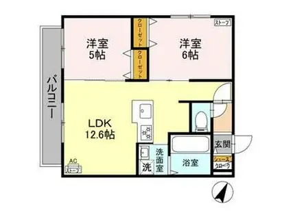 ブリエ・アサヒ(2LDK/4階)の間取り写真