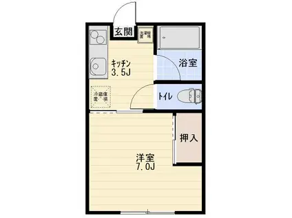 ユースガーデン仙北(1K/2階)の間取り写真