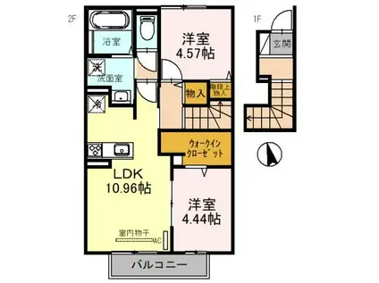 リバーサイドテラス B棟(2LDK/2階)の間取り写真