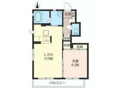 ポール・アモーレ(1LDK/1階)の間取り写真