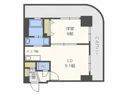 ティアラタワー中島倶楽部I(1LDK/7階)の間取り写真