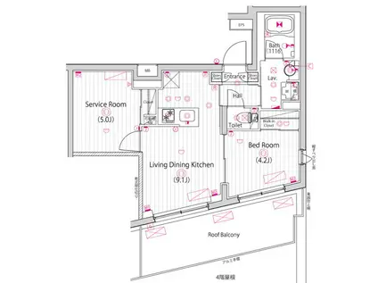 ガーラ・ステーション川崎久地(1SLDK/5階)の間取り写真