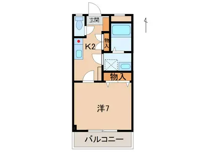 アベニュー屋形(1K/2階)の間取り写真