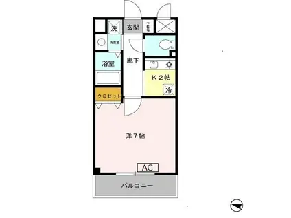 シャトルウエスト(1K/3階)の間取り写真