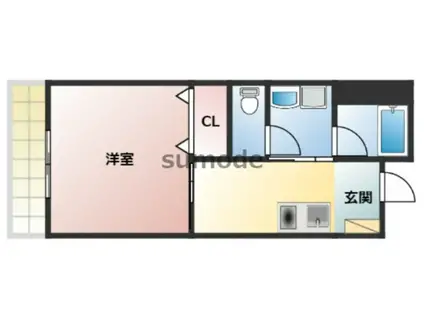 ＪＲ東海道本線 岸辺駅 徒歩7分 3階建 築24年(1K/3階)の間取り写真