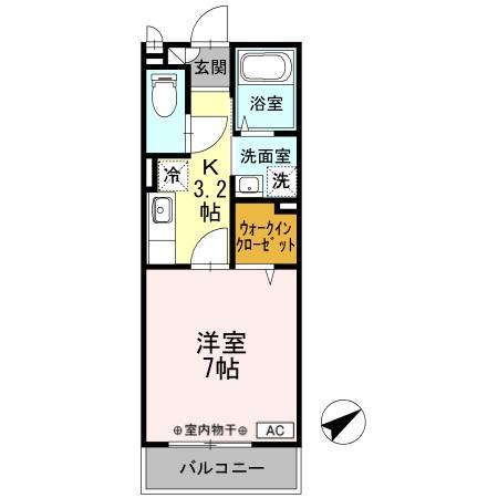 フレシア(1K/2階)の間取り写真