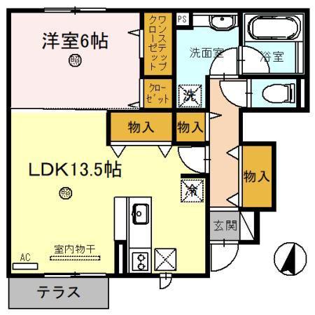 ソシア A(1LDK/1階)の間取り写真