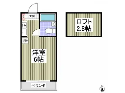 カレッジ志木(ワンルーム/2階)の間取り写真