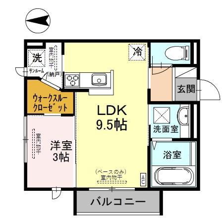 カサベルデⅧ(1SLDK/1階)の間取り写真