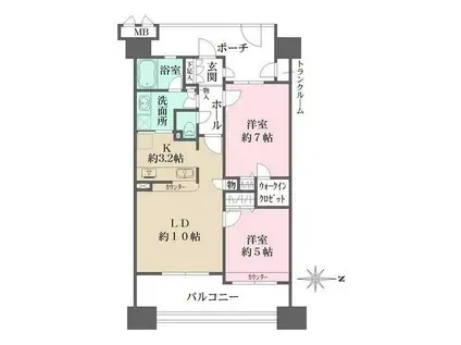 プレイス白金ブライトレジデンス(2LDK/5階)の間取り写真