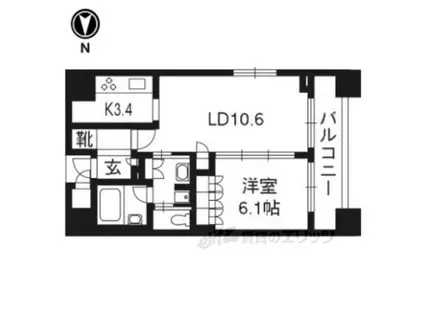 リーガル京都五条堀川(1LDK/8階)の間取り写真
