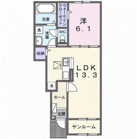 けやきレジデンスα(1LDK/1階)の間取り写真