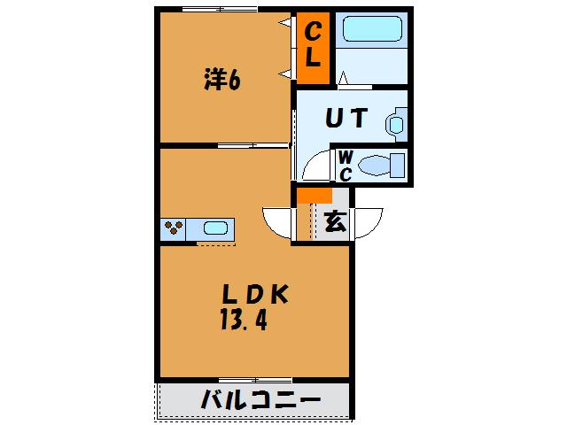 ル スリール(1LDK/2階)の間取り写真