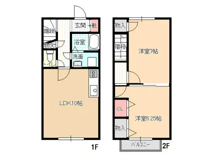 ブランシェ秋桜(2LDK/1階)の間取り写真