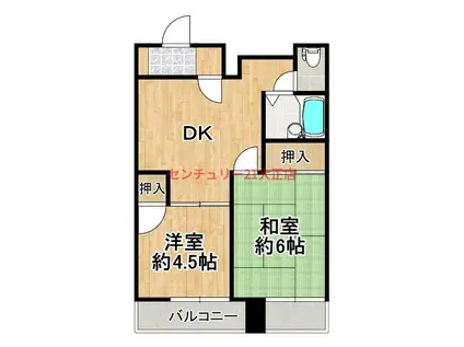 アメニティ千島(2DK/5階)の間取り写真