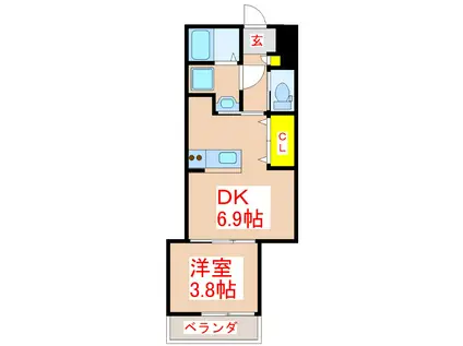 LEGEND STAGE(1DK/4階)の間取り写真