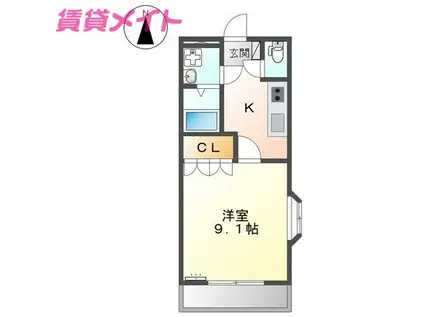 ドリームシャトー(1K/2階)の間取り写真