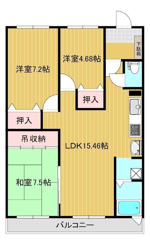 ストンハイム南(3LDK/2階)の間取り写真