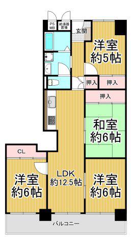 パストラル昆陽(4LDK/4階)の間取り写真
