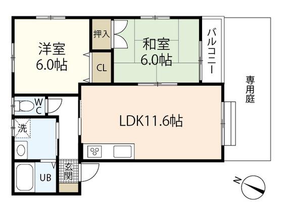 カーサピアネータ(2LDK/1階)の間取り写真