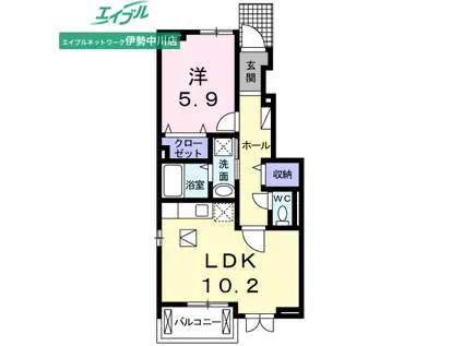 サプリング オーチャード B(1LDK/1階)の間取り写真